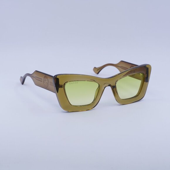 🕶️ New Gucci GG1552S 004 Sunglasses - Brown Frame, Light Green Lenses - Picture 1 of 11